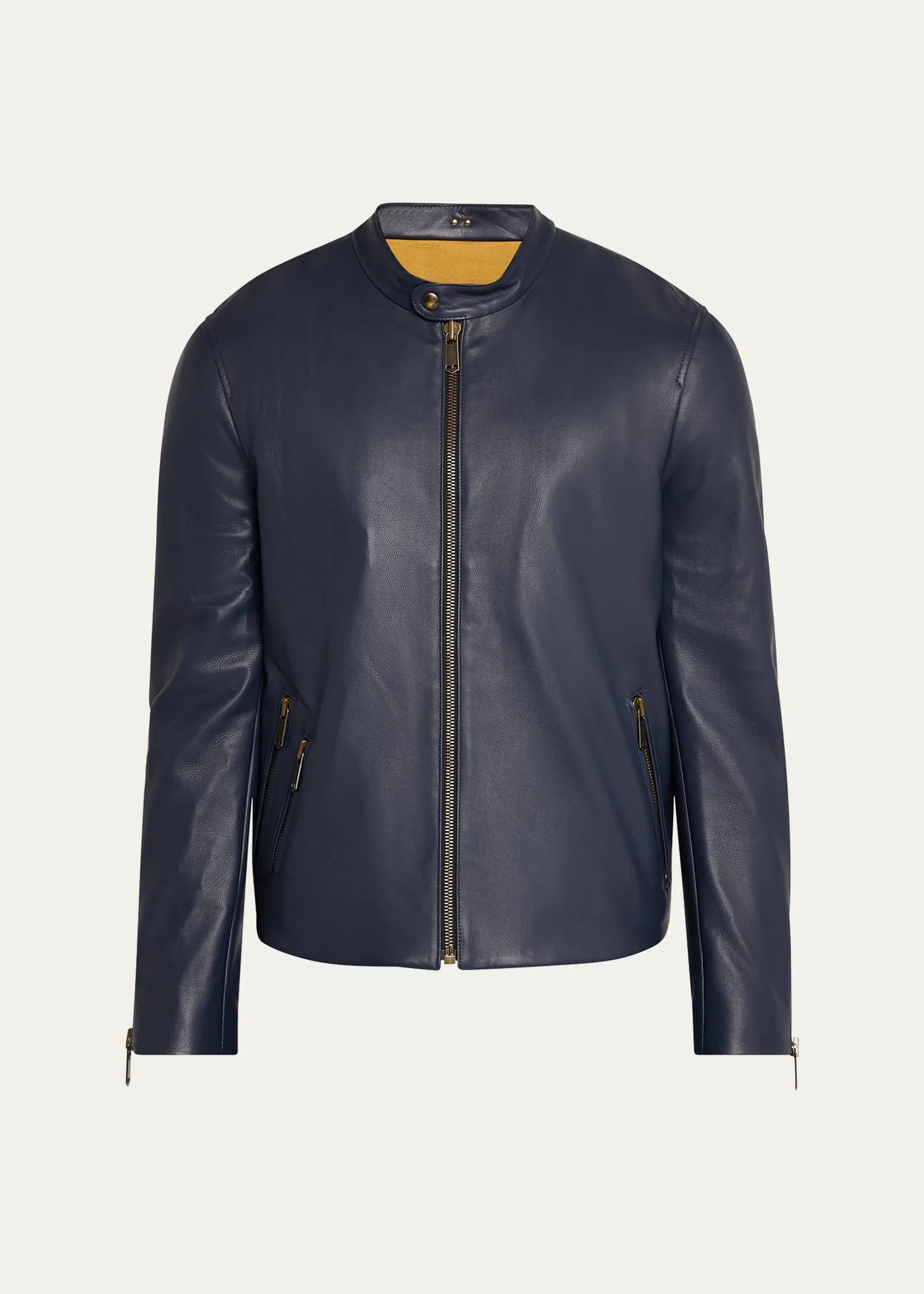 SAVAS Men's Crest Cafe Leather Racer Jacket