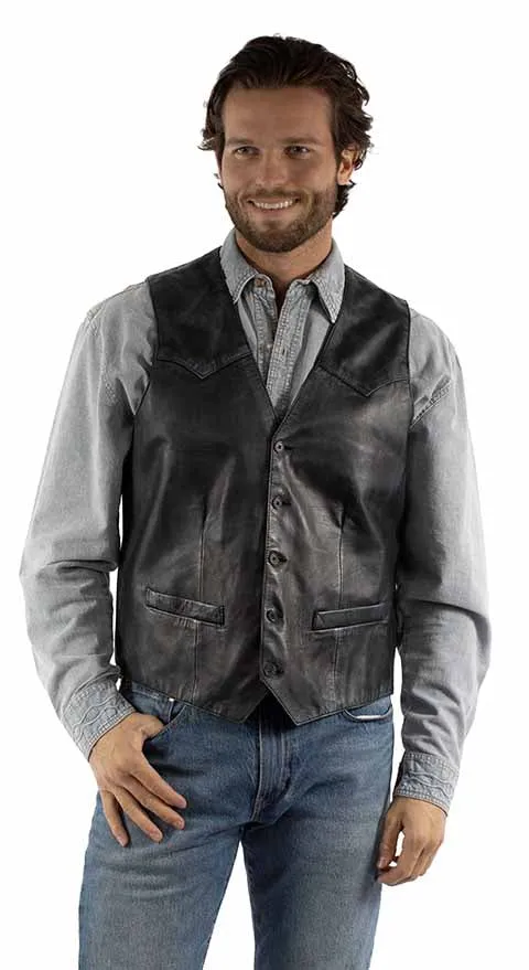 Scully Men's Classic Leather Vest in Navy