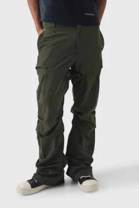 Slim Fit Flare Stacked Trousers With Ruched Detail