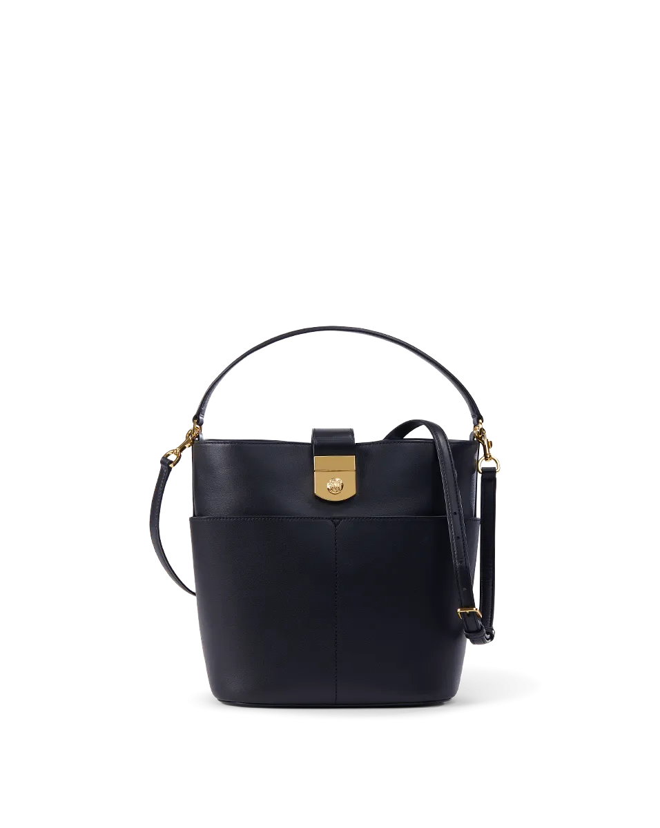 Small Crest Lock Bucket Bag