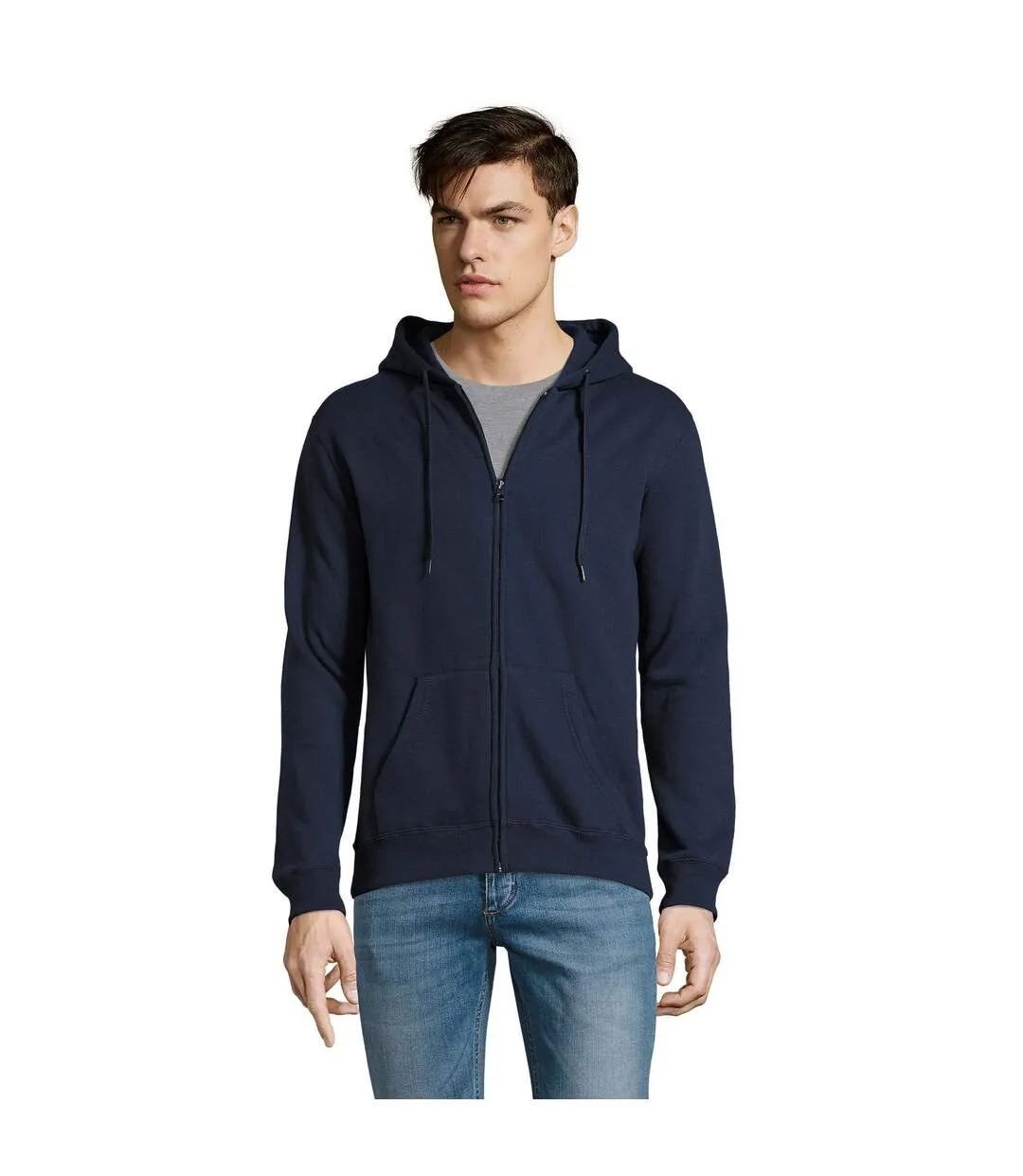 SOLS Mens Seven Full Zip Hooded Sweatshirt / Hoodie (French Navy) - UTPC340