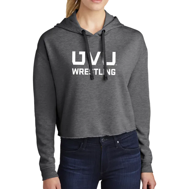 Sport-Tek Ladies PosiCharge Tri-Blend Wicking Fleece Crop Hooded Pullover - UVU Wrestling