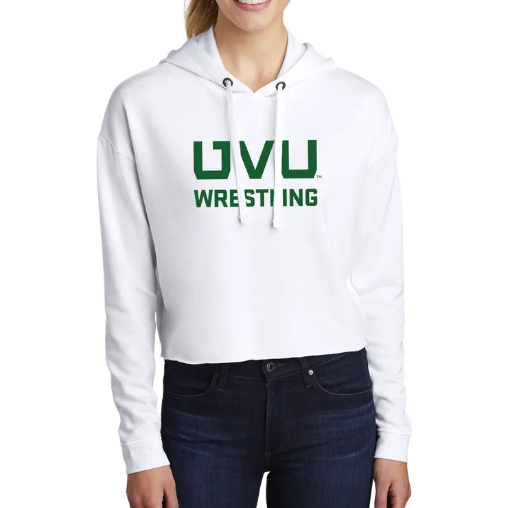 Sport-Tek Ladies PosiCharge Tri-Blend Wicking Fleece Crop Hooded Pullover - UVU Wrestling