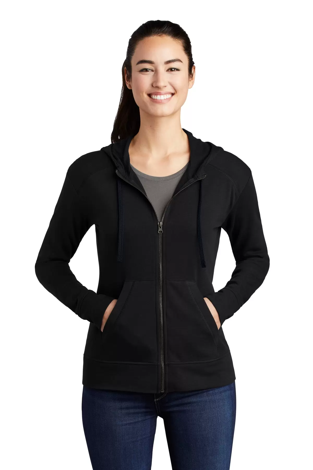 Sport Tek LST293 Sport-Tek    Ladies PosiCharge    Tri-Blend Wicking Fleece Full-Zip Hooded Jacket SKU: LST293