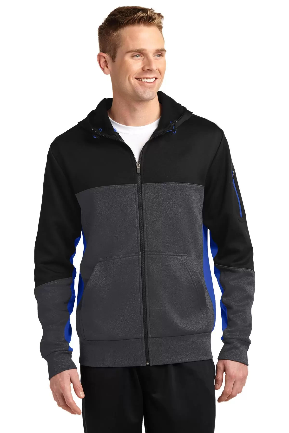 Sport Tek ST245 Sport-Tek Tech Fleece Colorblock Full-Zip Hooded Jacket SKU: ST245