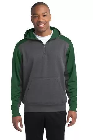 Sport Tek ST249 Sport-Tek  Tech Fleece Colorblock 1/4-Zip Hooded Sweatshirt SKU: ST249