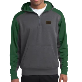 Sport-Tek Tech Fleece Colorblock 1/4-Zip Hooded Sweatshirt - Pleather Mono Patch