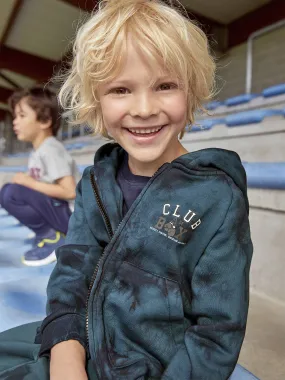 Sports Tie-Dye Jacket with Zip, for Boys - blue dark wasched