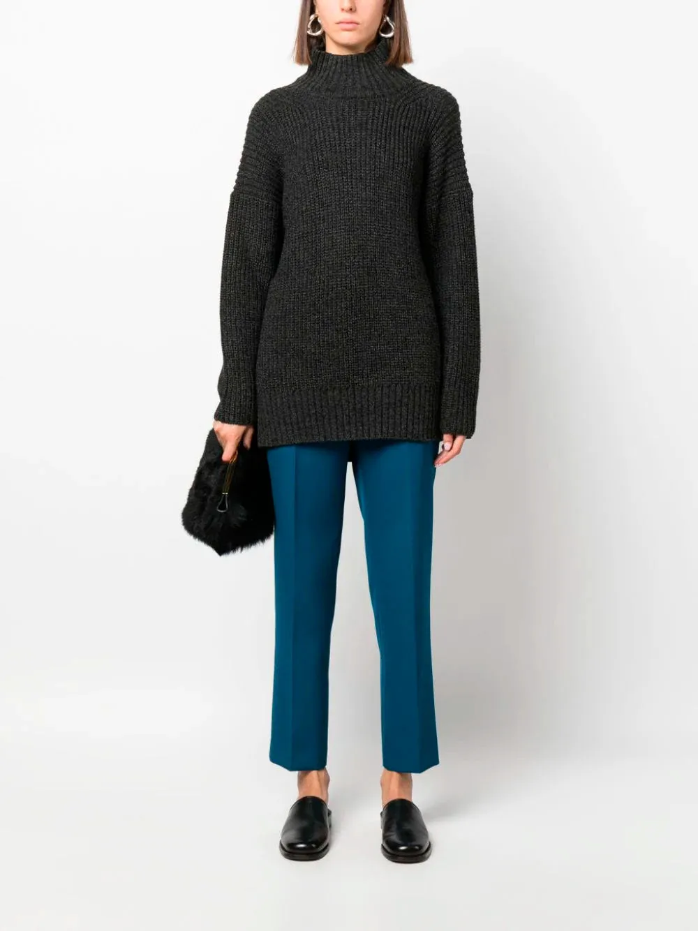 Straight-leg wool trousers