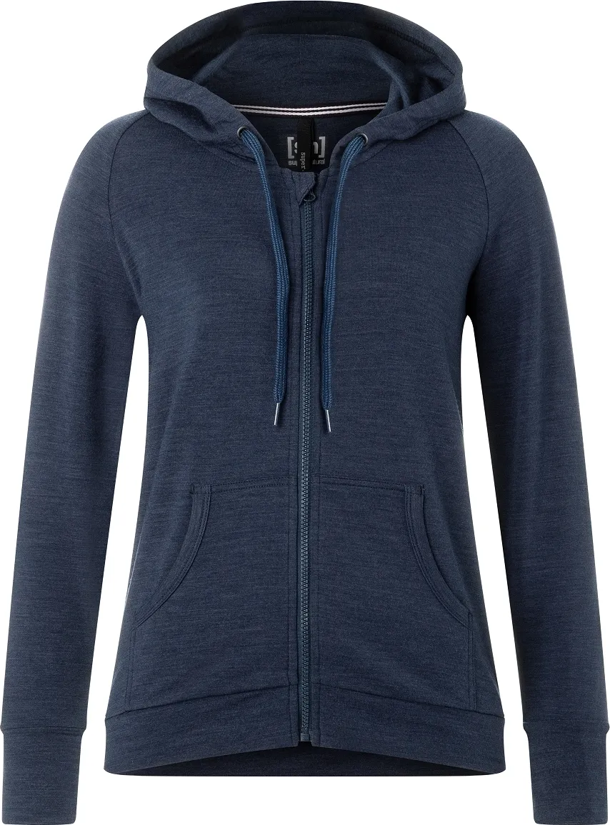 super.natural Women's Essential Zip Hoodie Blue Iris Melange | Buy super.natural Women's Essential Zip Hoodie Blue Iri