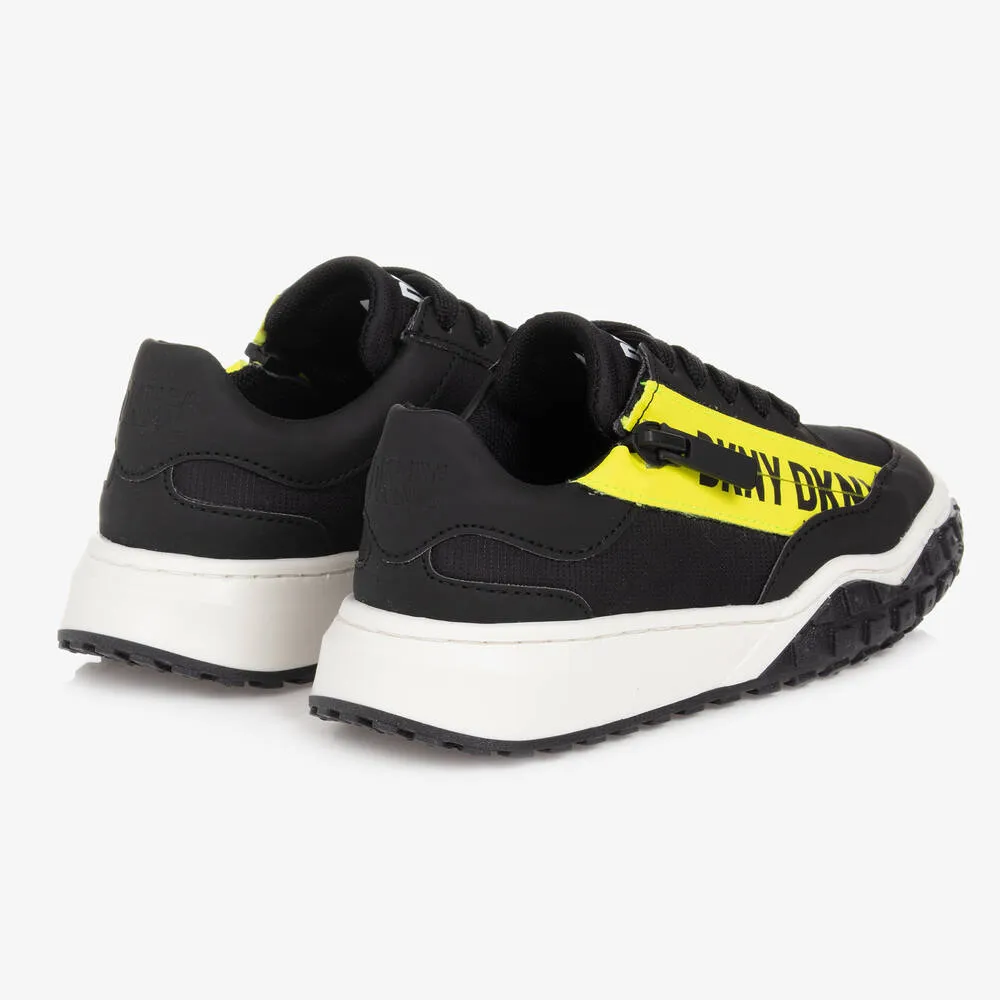 Teen Boys Black & Yellow Logo Trainers