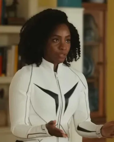 The Marvels 2023 Teyonah Parris White Leather Jacket