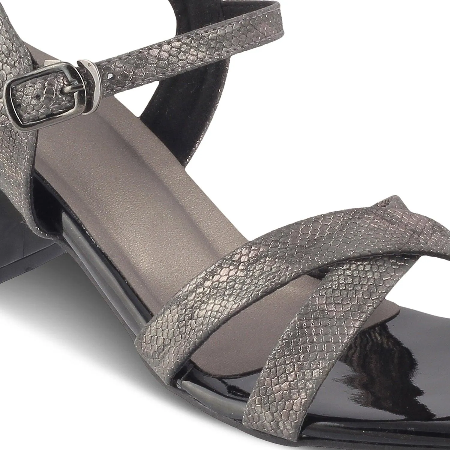 The Milano Pewter Women's Dress Block Heel Sandals Tresmode