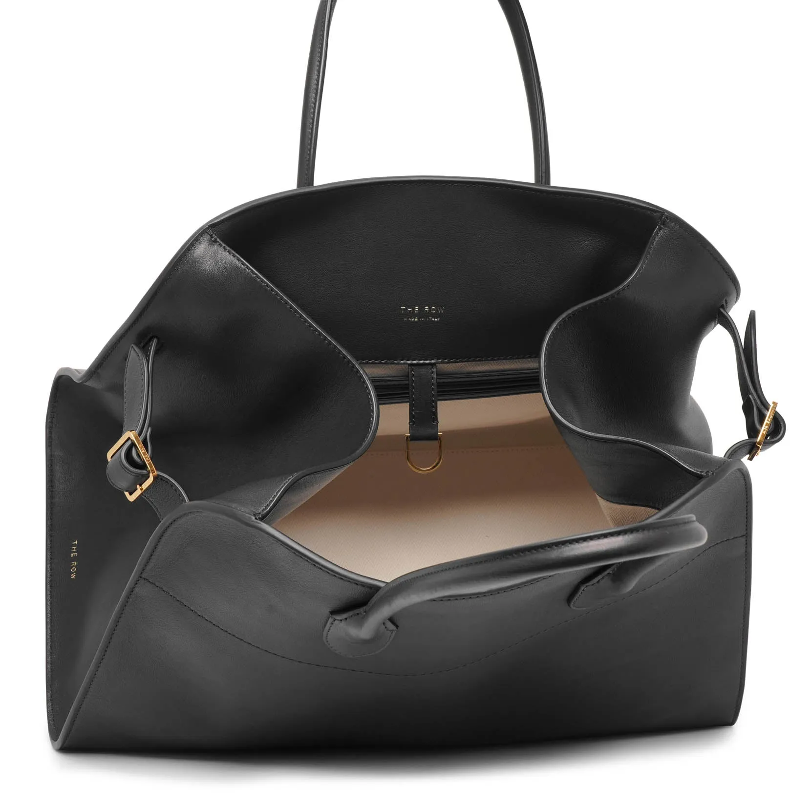 The Row Soft Margaux 15 black leather bag