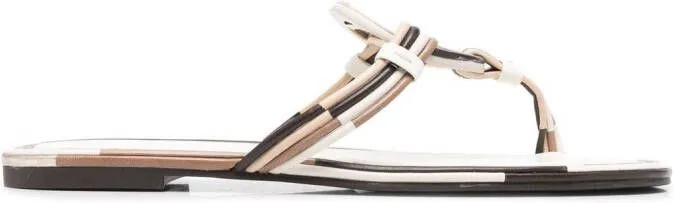 Tory Burch strappy leather logo-plaque sandals Neutrals