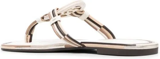 Tory Burch strappy leather logo-plaque sandals Neutrals