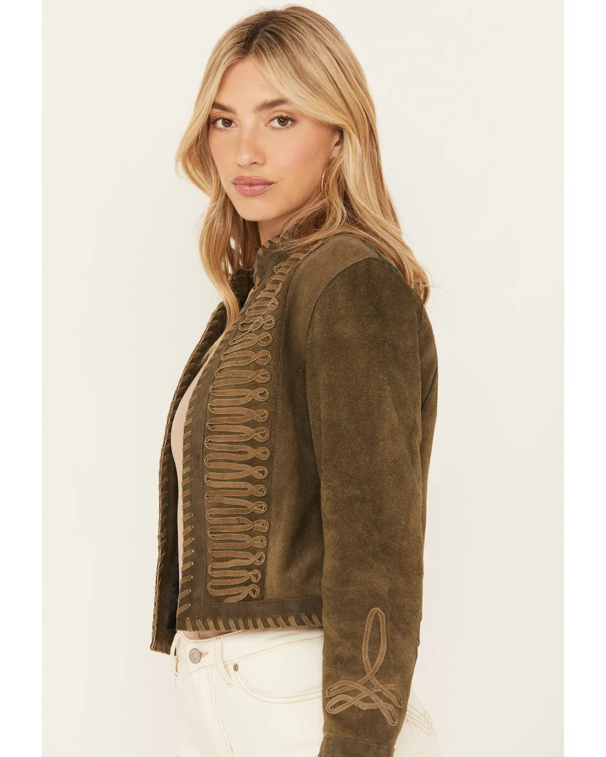 Understated Leather Women's Suede Duel Military Jacket