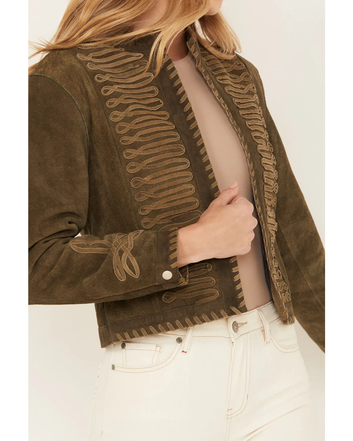 Understated Leather Women's Suede Duel Military Jacket