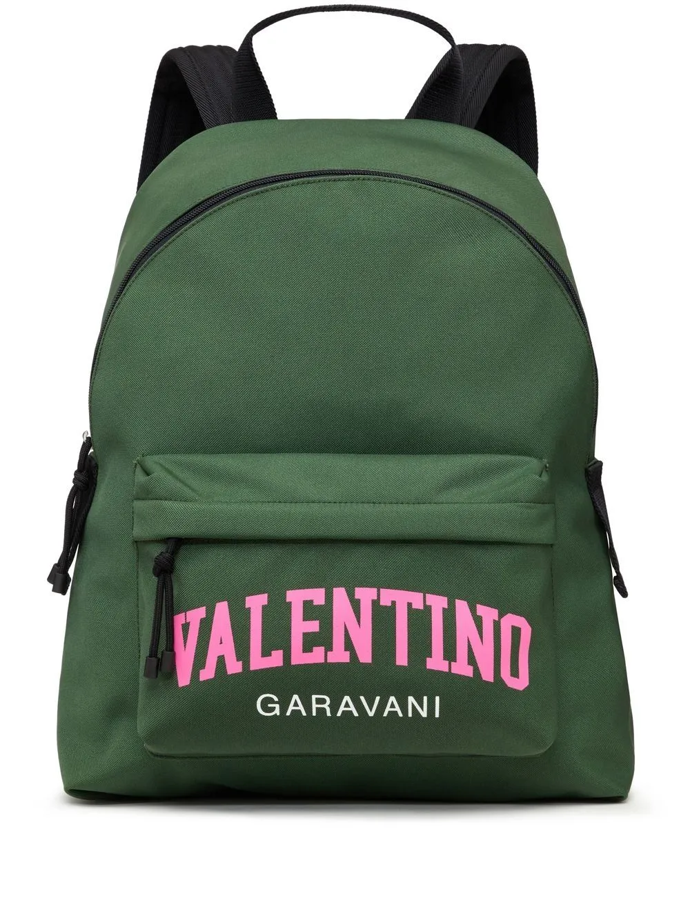 VALENTINO GARAVANI Dark Green Logo-Print Raffia Backpack for Men