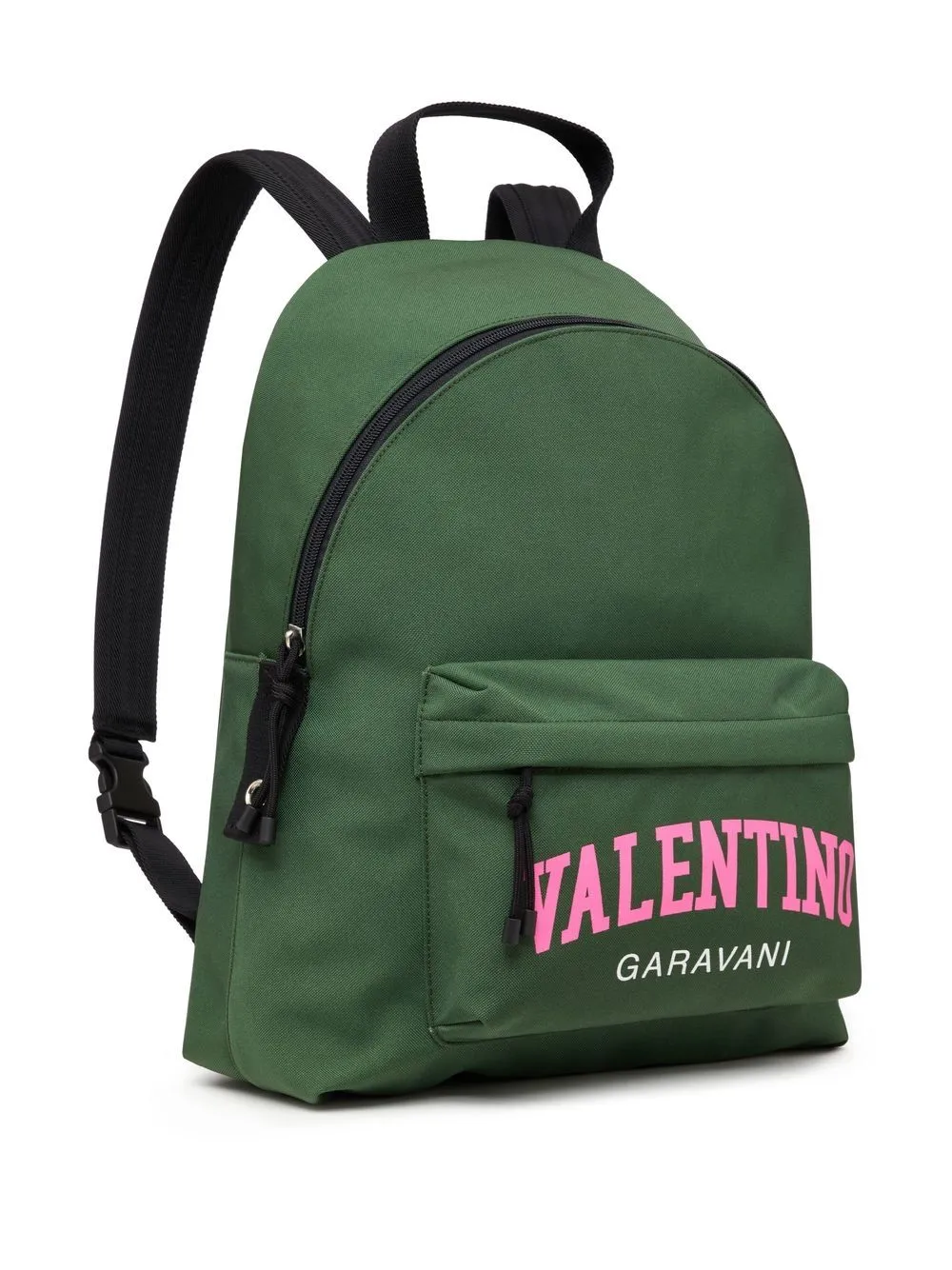 VALENTINO GARAVANI Dark Green Logo-Print Raffia Backpack for Men