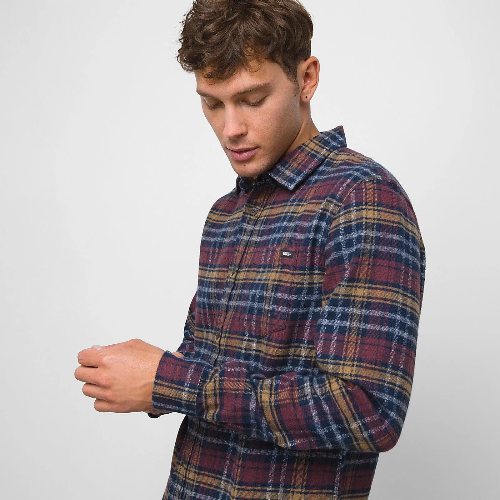 Vans | Grindle Single Pocket Buttondown Flannel Shirt - Dress Blues/Catawba