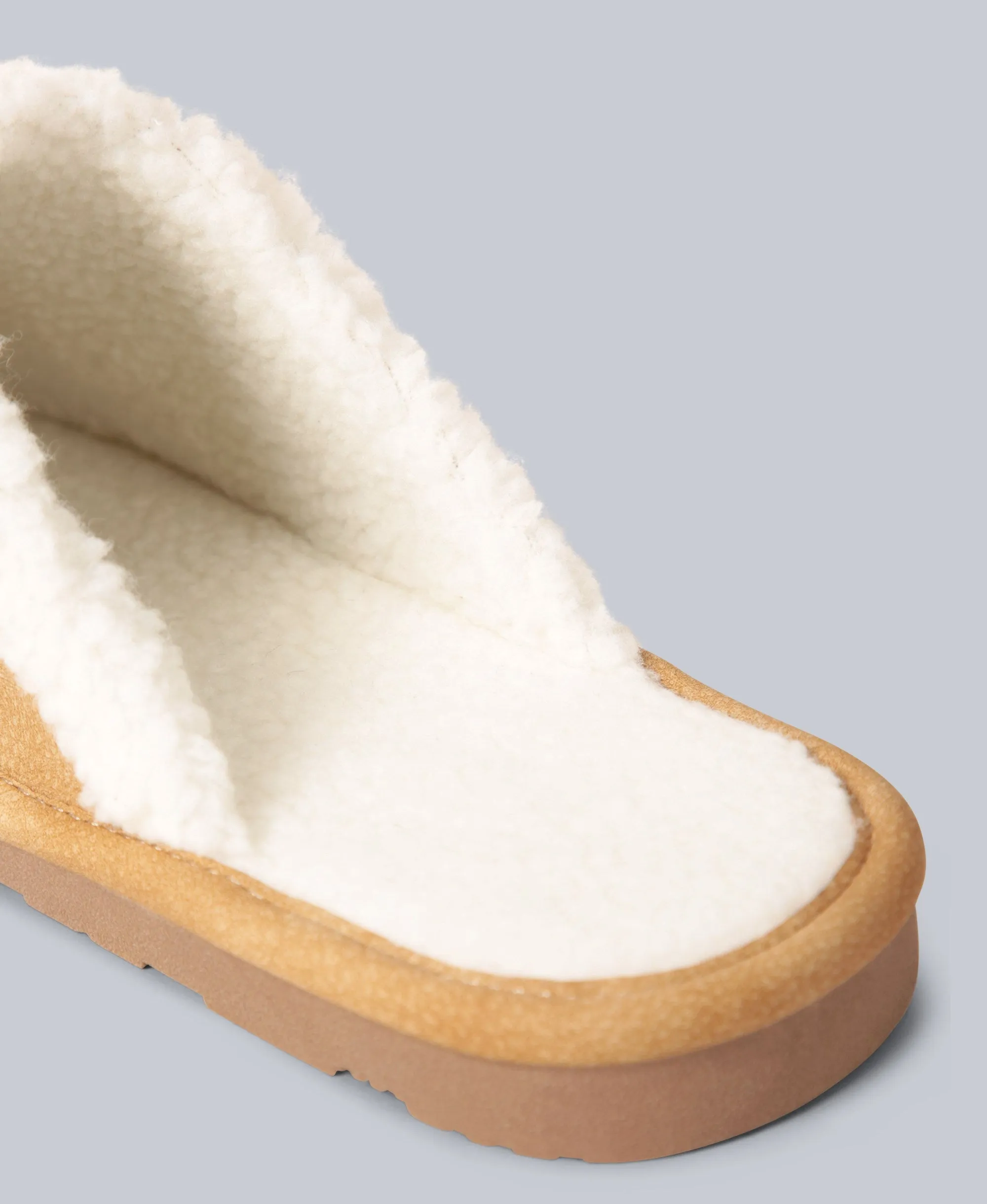 Vegan Unisex Sherpa Lined Slipper - Beige