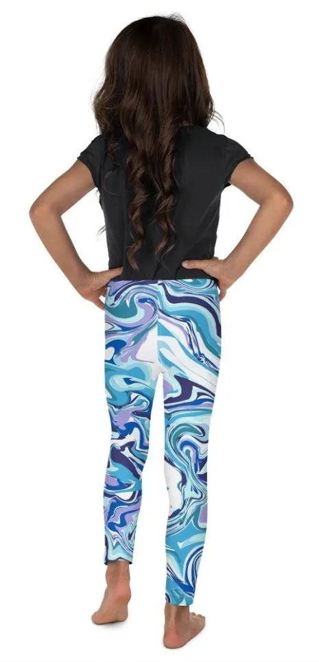 Vibrant Blue Marble Kid's Leggings