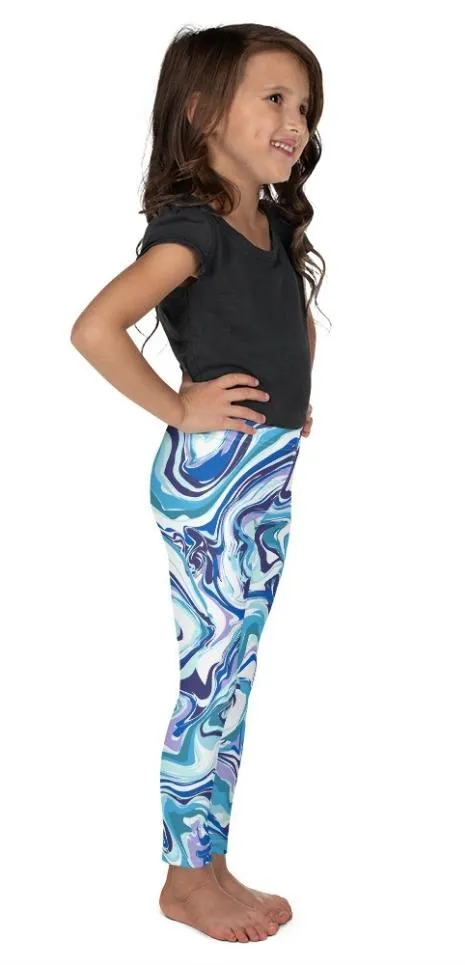 Vibrant Blue Marble Kid's Leggings