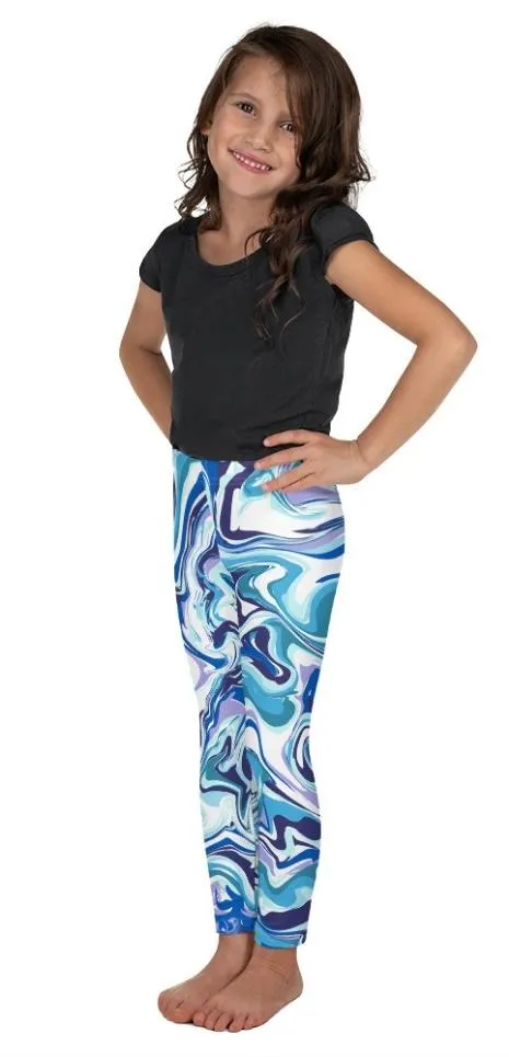 Vibrant Blue Marble Kid's Leggings