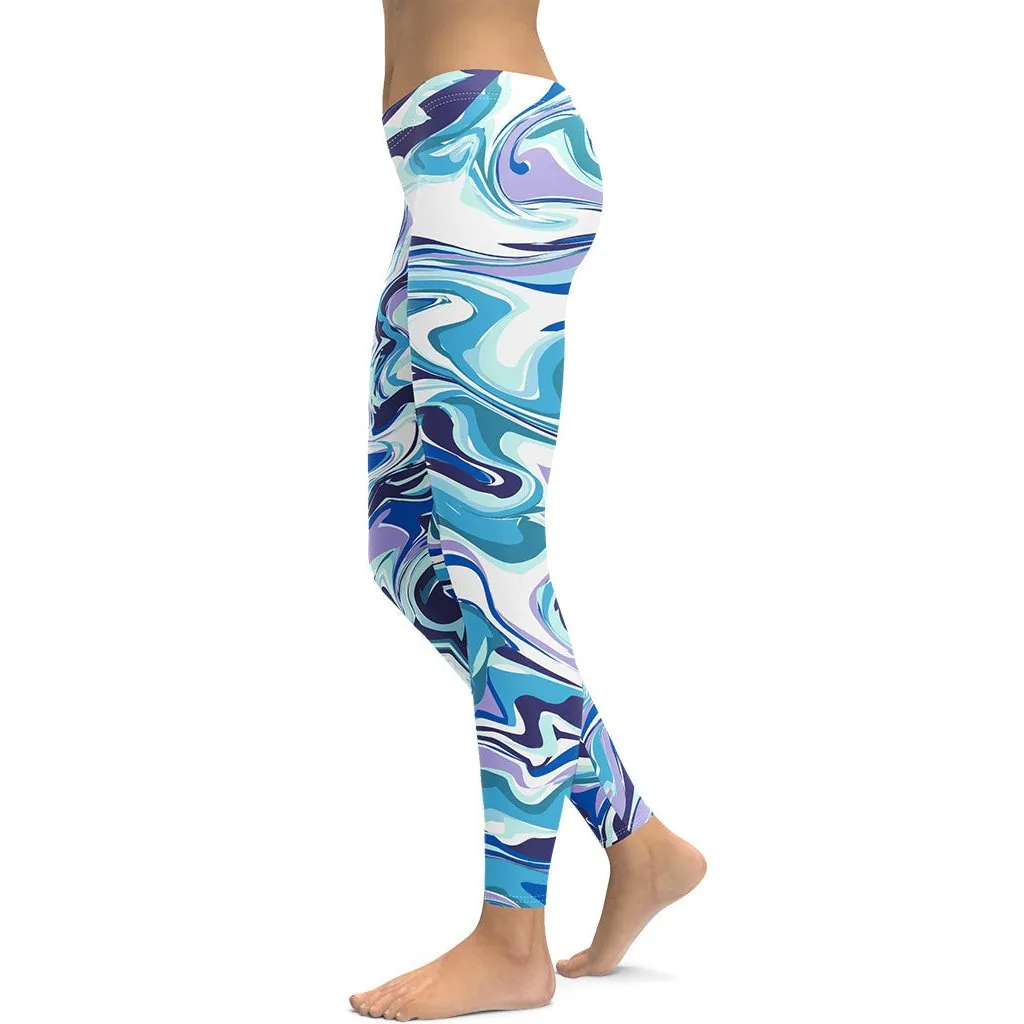 Vibrant Blue Marble Leggings