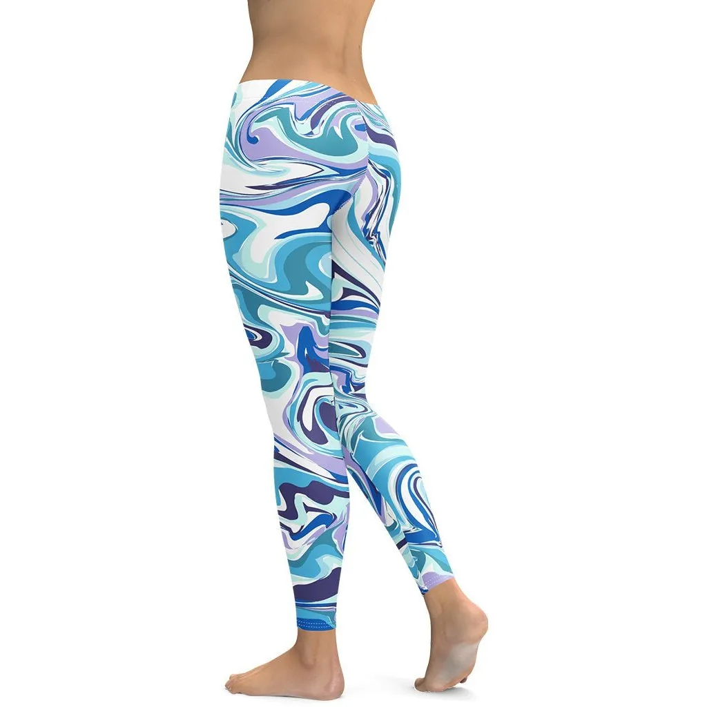 Vibrant Blue Marble Leggings