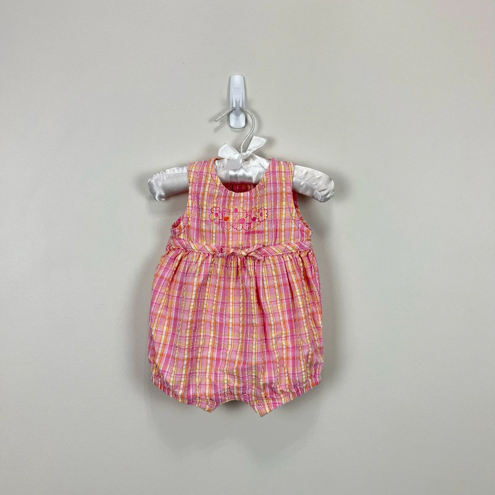 Vintage OshKosh B'gosh Pink Plaid Bubble Romper 0-3 Months