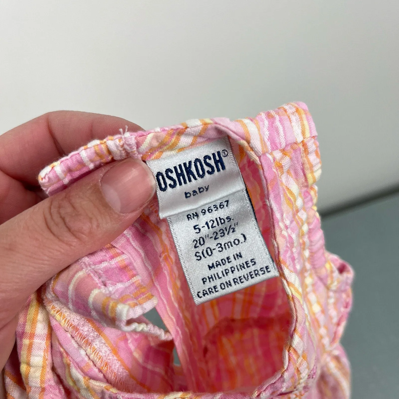 Vintage OshKosh B'gosh Pink Plaid Bubble Romper 0-3 Months