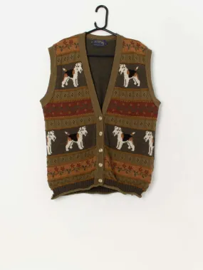 Vintage terrier dog knitted vest by Acorn – Large