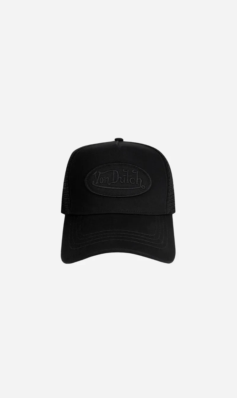  Von Dutch      Triple Black Trucker Hat - Black 