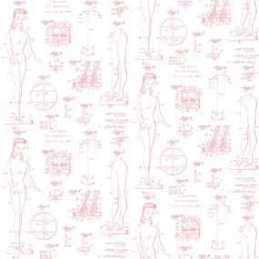 WallShoppe Barbie Blueprint Removable Wallpaper, Ballet Slipper