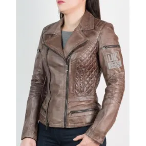 Women's Asymmetric Leather Biker Jacket - Bonnaire - Burgundy | Free UK Delivery