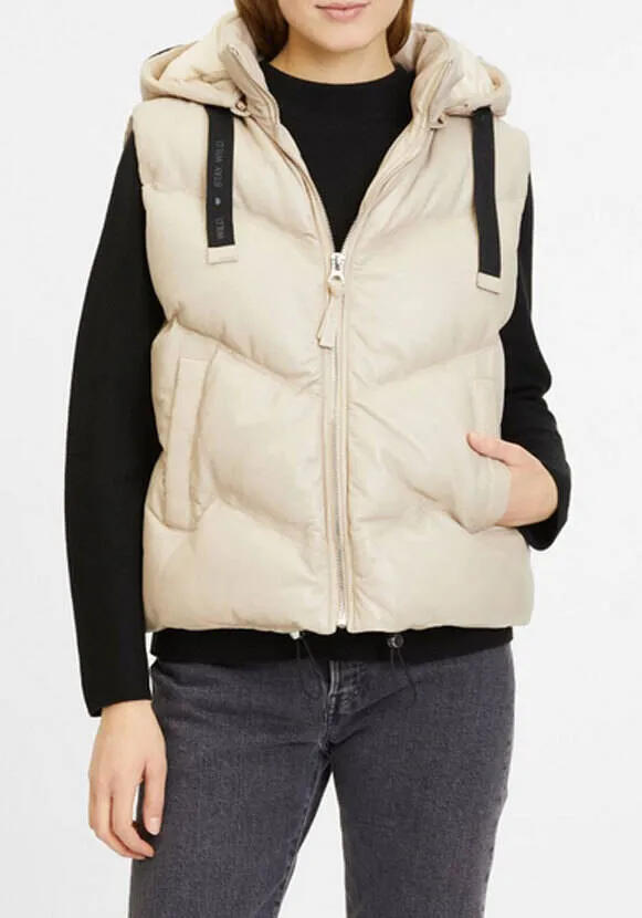 Women's cream quilted leather vest namica