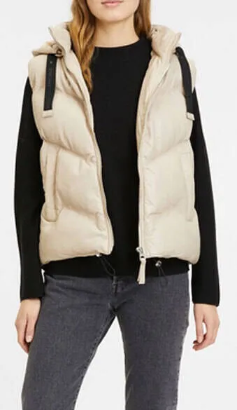 Women's cream quilted leather vest namica