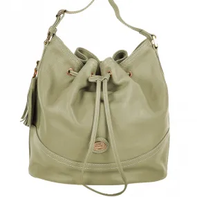 Womens Italian Leather Medium Bucket Bag Cream : 004437449 42