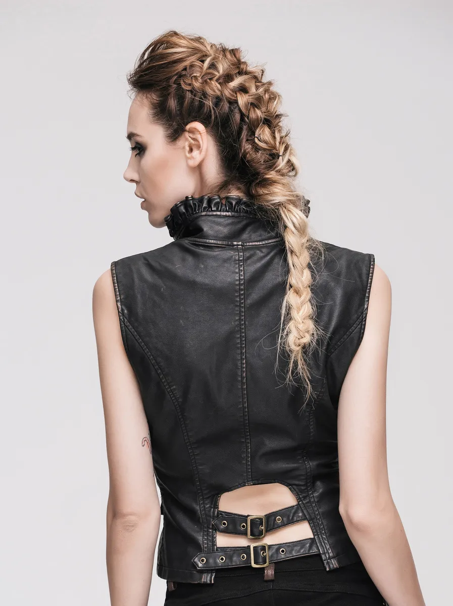 women's vest DEVIL FASHION - Riposte Ruckus Steampunk Faux Leather - WT00502  -  Metal-shop