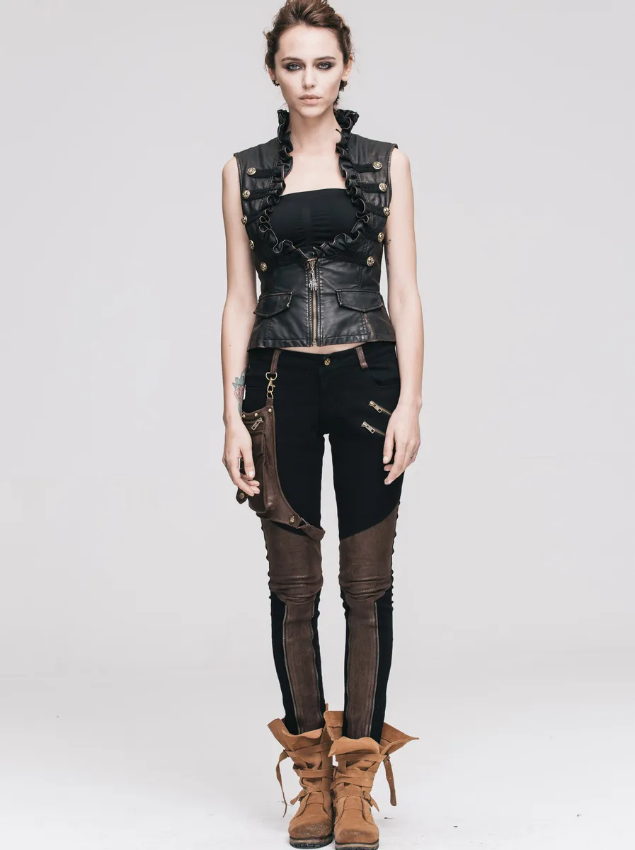 women's vest DEVIL FASHION - Riposte Ruckus Steampunk Faux Leather - WT00502  -  Metal-shop