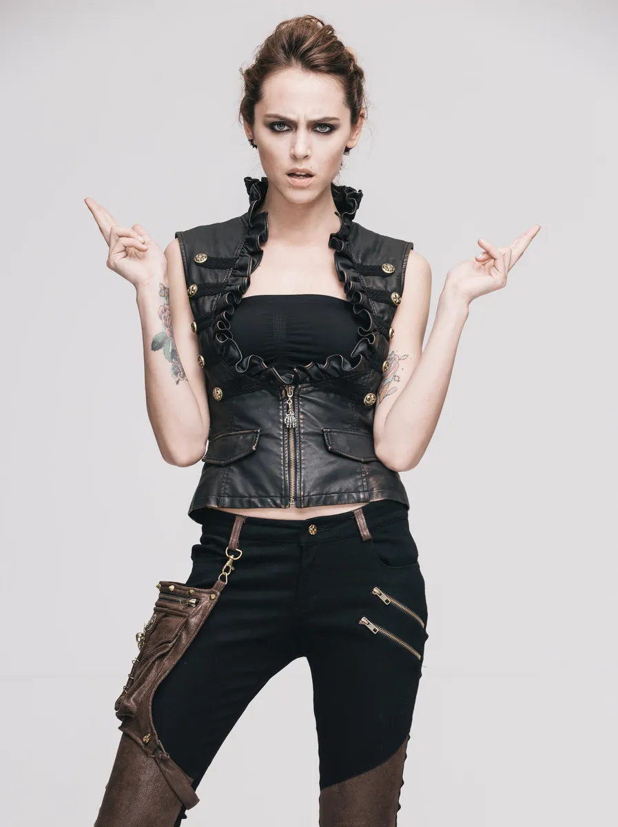 women's vest DEVIL FASHION - Riposte Ruckus Steampunk Faux Leather - WT00502  -  Metal-shop