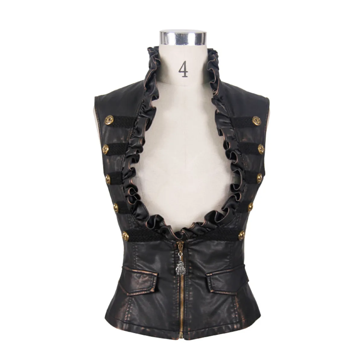 women's vest DEVIL FASHION - Riposte Ruckus Steampunk Faux Leather - WT00502  -  Metal-shop