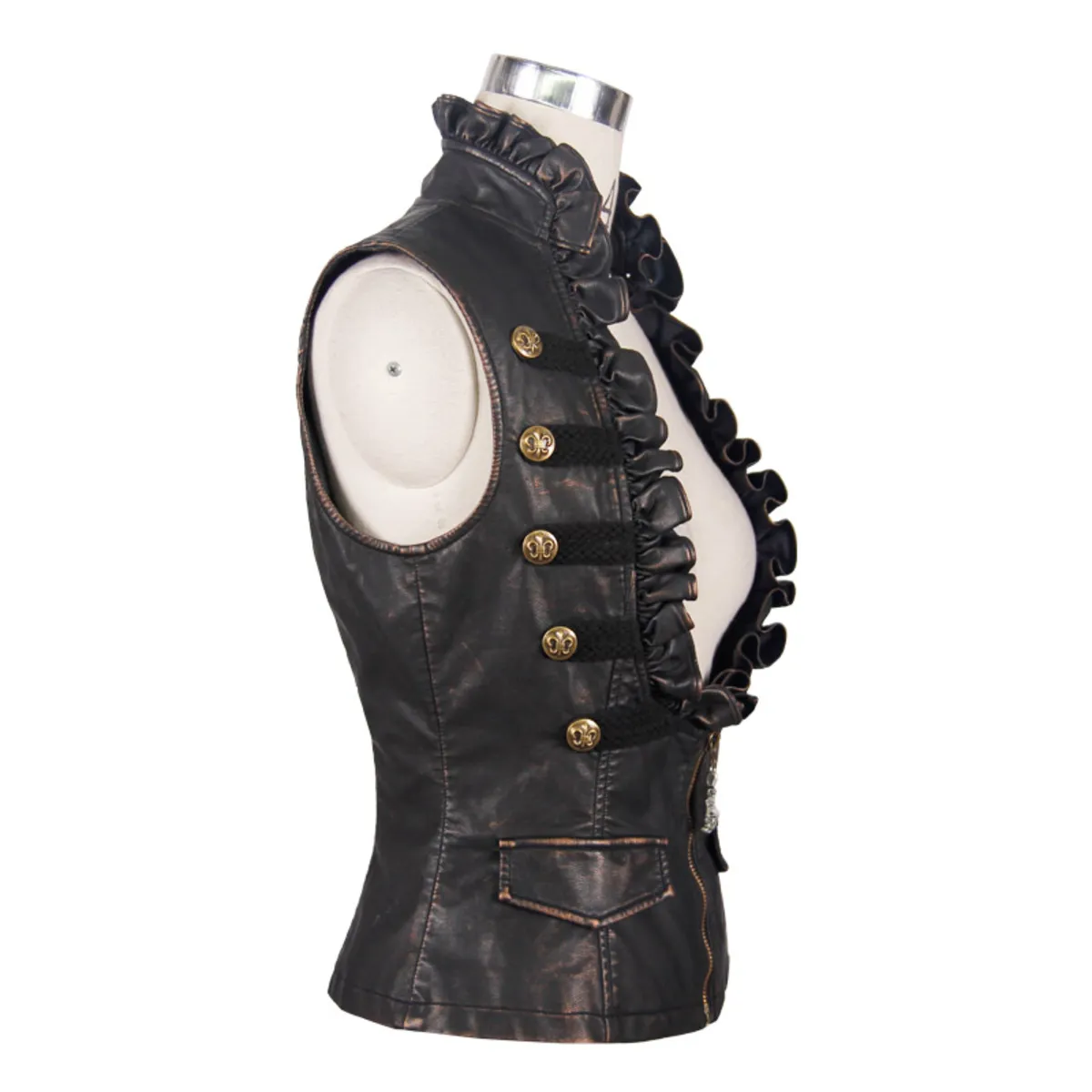 women's vest DEVIL FASHION - Riposte Ruckus Steampunk Faux Leather - WT00502  -  Metal-shop