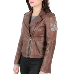 Womens Vintage Maple Cross Zip Leather Jacket - Keira | Free UK Delivery