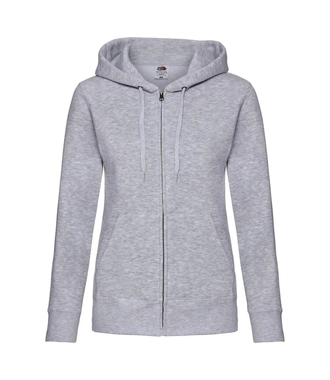 Womens/ladies premium heather zipped lady fit hooded jacket heather grey Fruit of the Loom