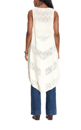 Wrangler Women's Cream Crocheted Long Vest