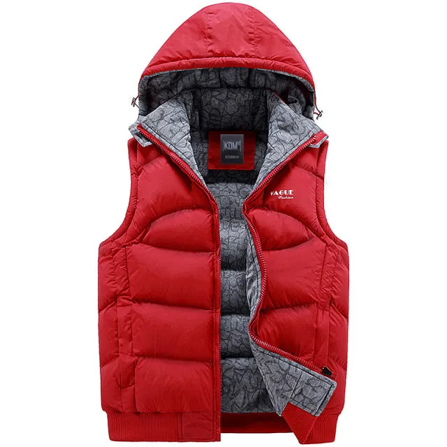 Xituodai Fashion Sleeveless Jacket 2022 Men Thickening 100% Cotton Vest Hat Hooded Warm Vest Winter Waistcoat Men Casual Windbre