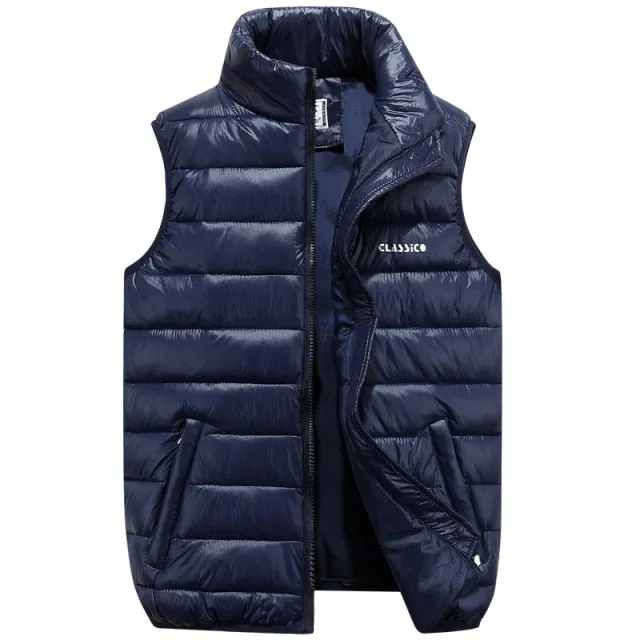 Xituodai Winter Men's Sleeveless Jacket Big Sizes Black Vest Autumn Casual Warm Thick Coats Male Cotton-Padded Fashion Men Waist